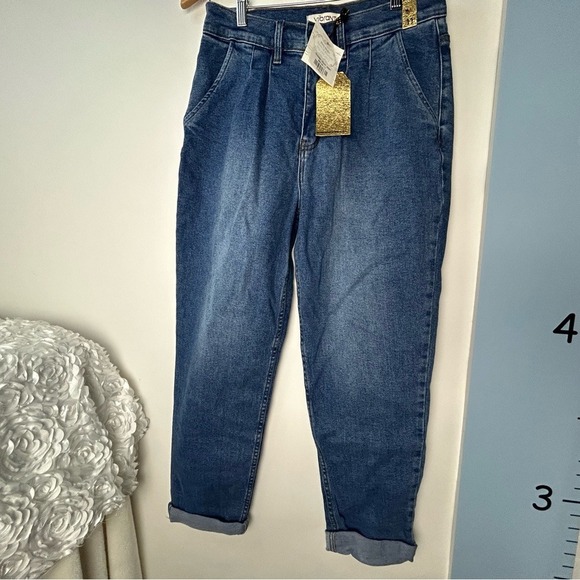Vibrant miu Golden Blue Mom Jeans 11 W29 NWT - Picture 10 of 10